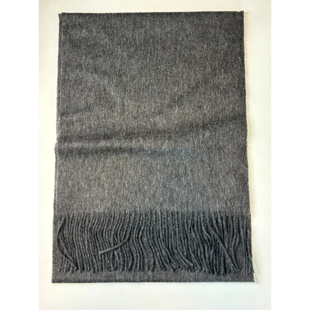 NEW Lambswool Scarf Charcoal Unisex Pure Lambswool Fringed